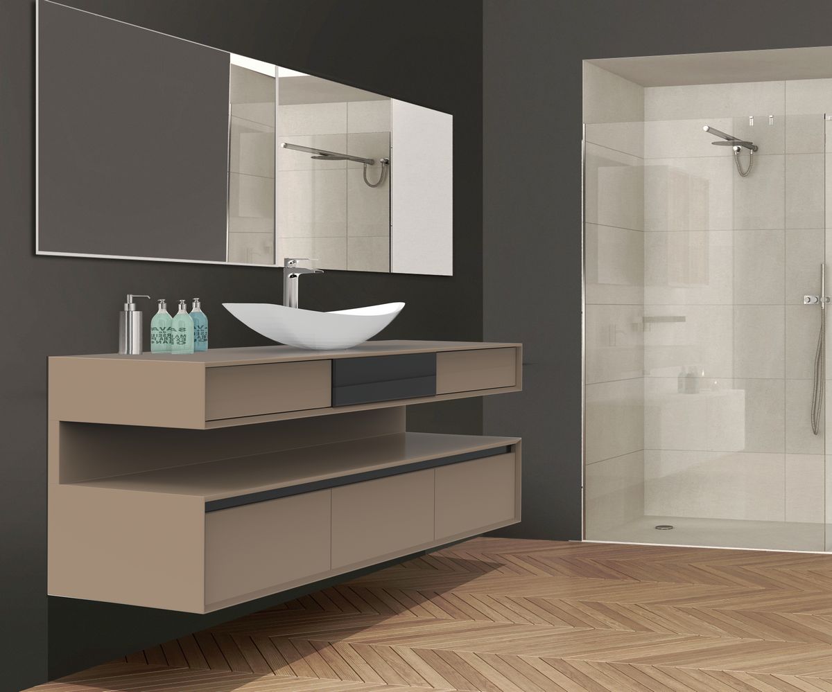 bathwell Meuble vasque Alésia Ergo blanc - Beige - L1500 x P500 x H600 mm