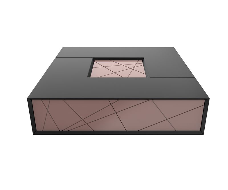 Table basse - Noir / Taupe - L1100 x P1100 x H325 mm