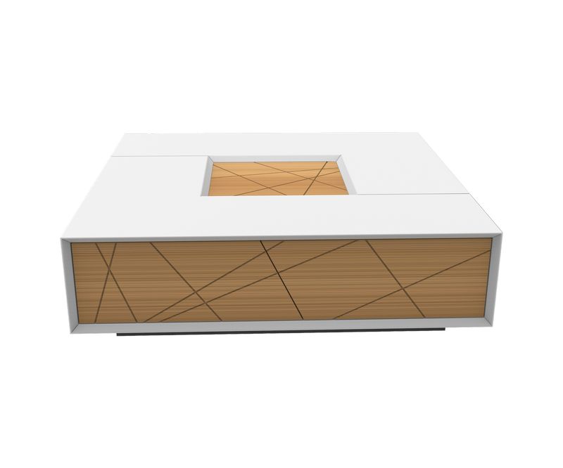 Table basse - Blanc / Chêne - L1100 x P1100 x H325 mm