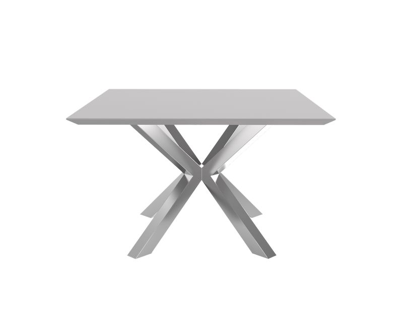 Table de repas carré Stockholm en céramique - Blanc / Chrome - L1200 x P1200 x H750 mm