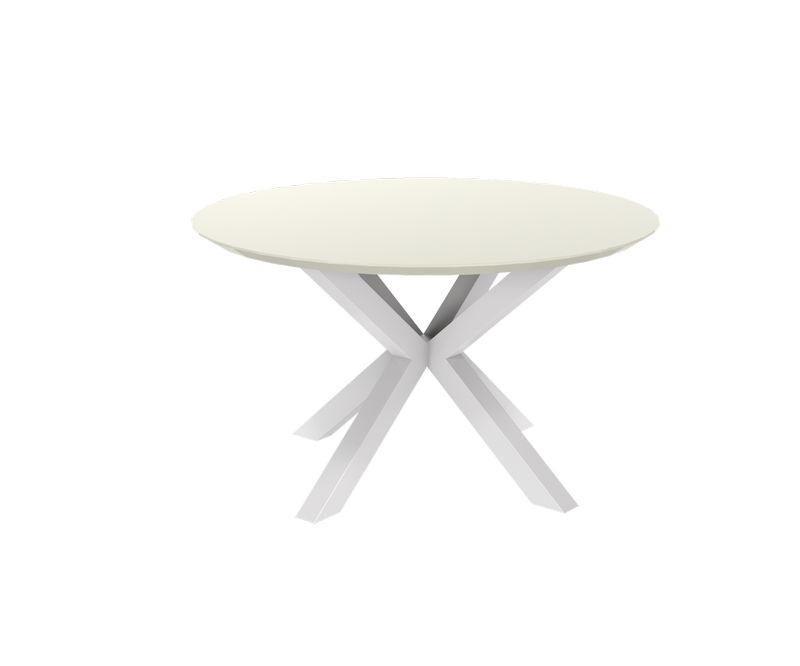 Table de repas ronde en céramique - Blanc / Beige - Diamètre 1200 x H750 mm