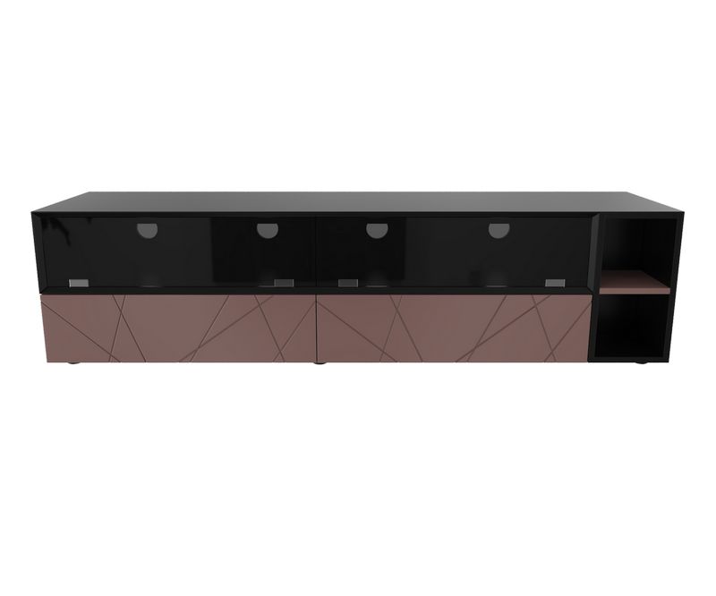 Meuble TV - Noir / Taupe - L2000 x P500 x H520 mm