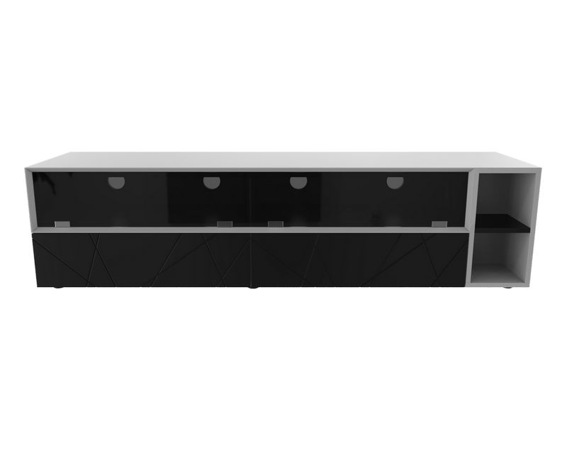Meuble TV - Gris clair / Noir - L2000 x P500 x H520 mm