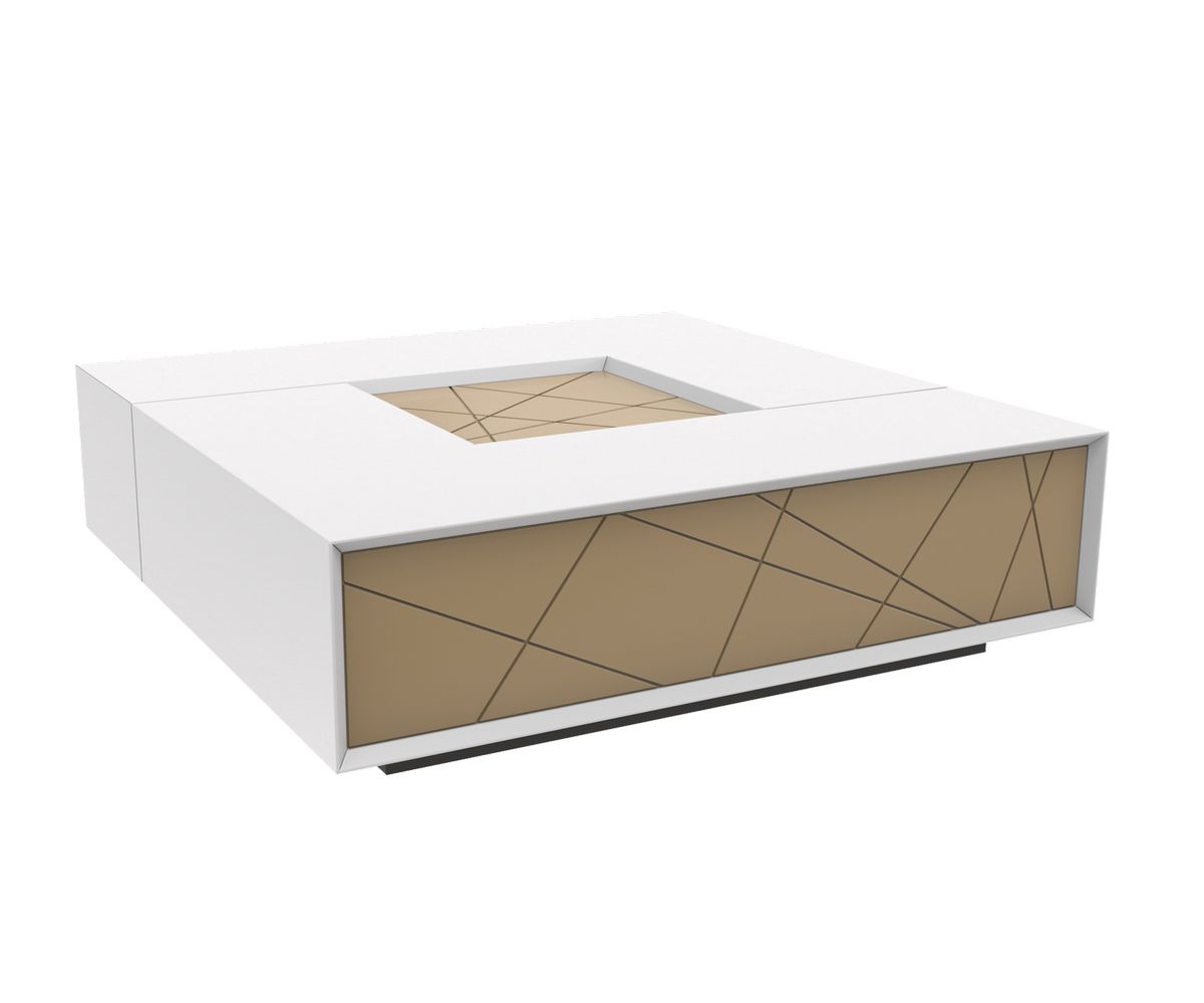Loungewell Table basse Stockholm - Blanc / Beige - L1100 x P1100 x H325 mm