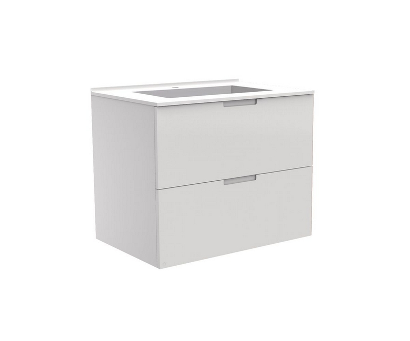 Meuble vasque Liberté façades unies blanches - Taupe - L700 x P480 x H576mm