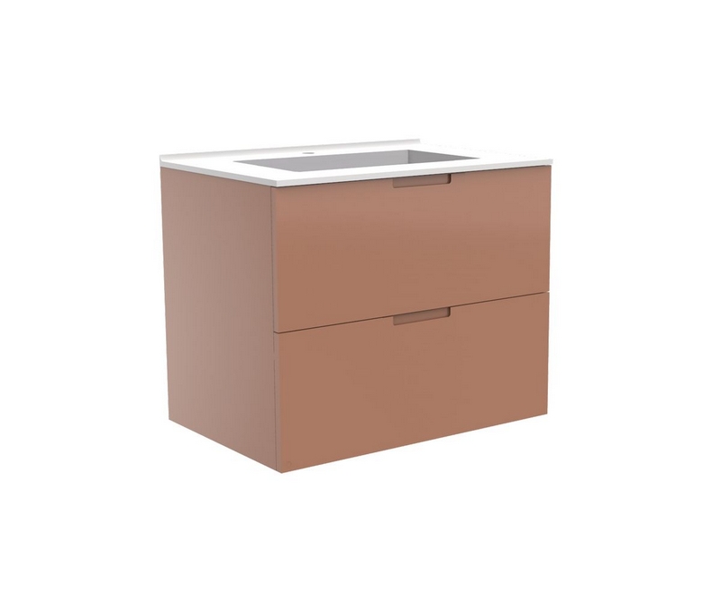 Meuble vasque Liberté façades unies café - Taupe - L700 x P480 x H576mm