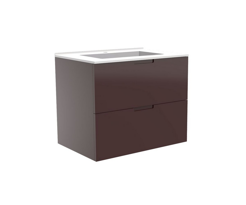 Meuble vasque Liberté façades unies taupe - Noyer - L700 x P480 x H576mm