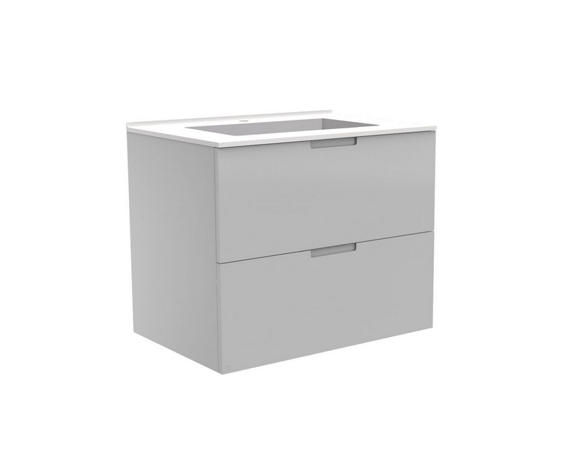 Meuble vasque Liberté façades unies grises - Blanc - L700 x P480 x H576mm