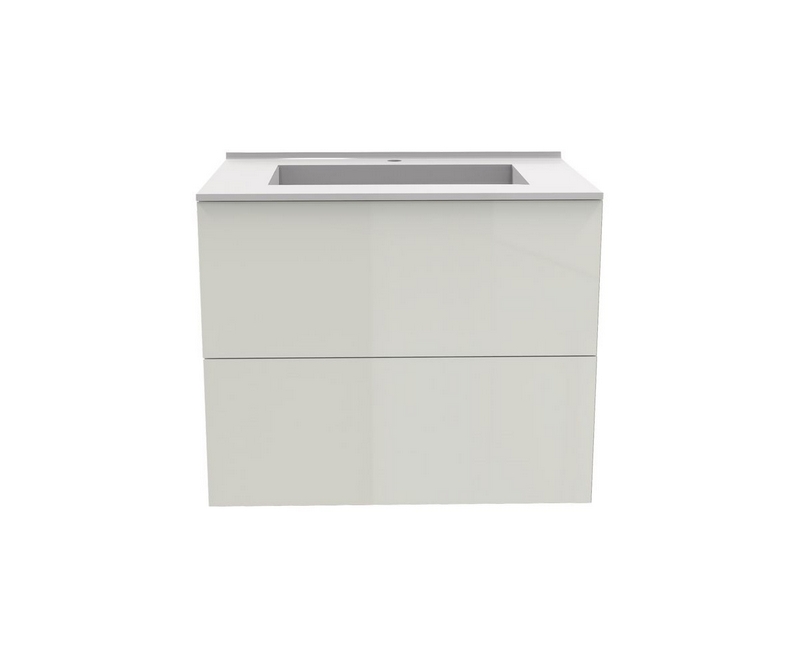 Meuble vasque Gloss blanc - Blanc - L700 x P480 x H576mm