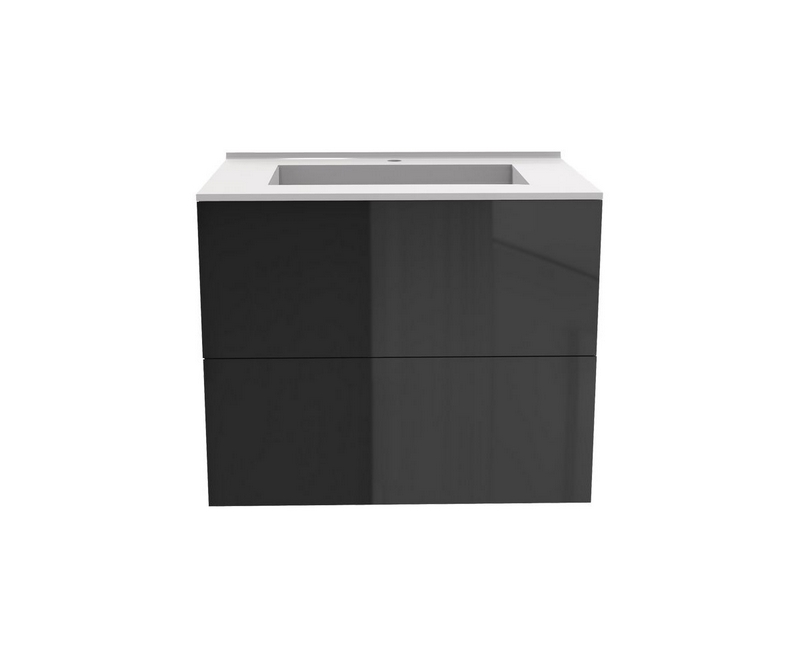 Meuble vasque Liberté Gloss noir - Béton - L700 x P480 x H576mm