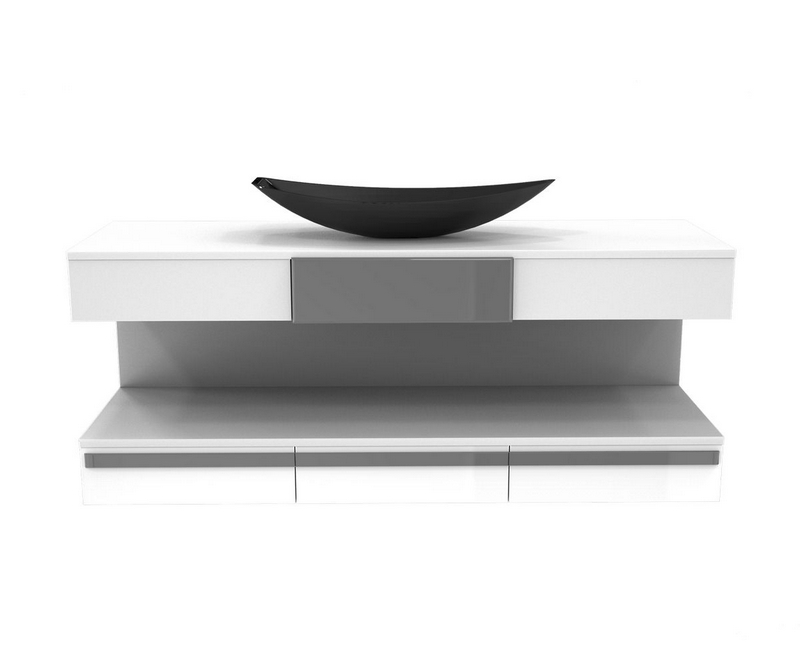 Meuble vasque Alésia Pur gris - Gris - L1500 x P500 x H600 mm