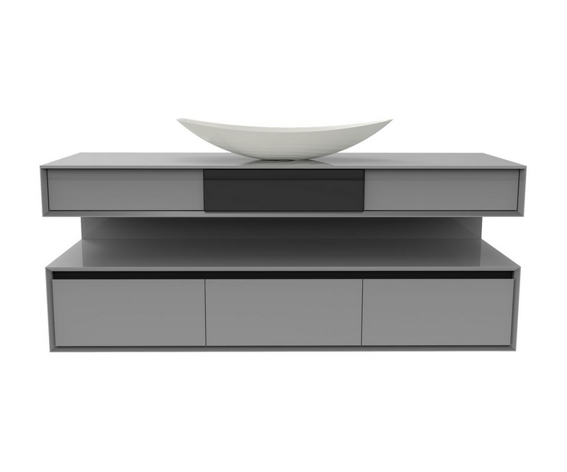 Meuble vasque Alésia Ergo gris - Noir - L1500 x P500 x H600 mm