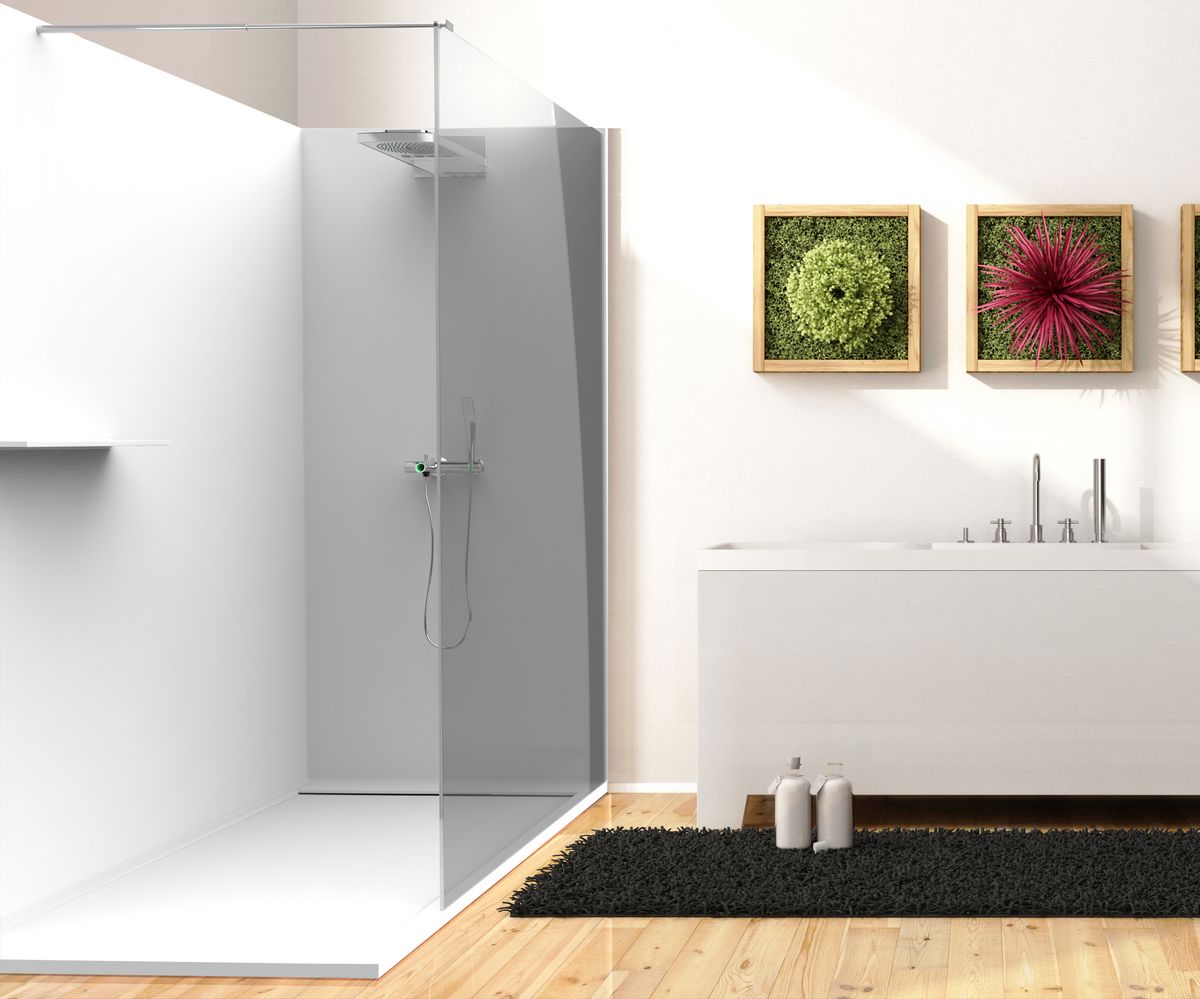 bathwell Paroi murale avec congés de propreté - Dimensions 900x2000 - Blanc - L900 x P9 x H2000mm