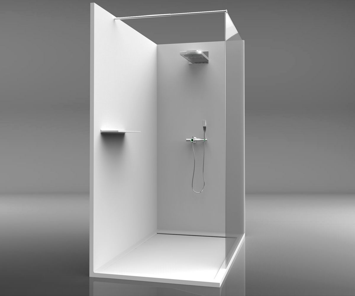 bathwell Paroi murale avec congés de propreté - Dimensions 1300x2500 - Blanc - L1300 x P9 x H2500mm