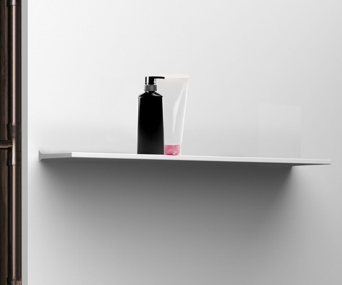 bathwell Tablette de 12mm avec congé de propreté - Blanc - L 250 mm - Blanc - L250 x P125 x H12mm