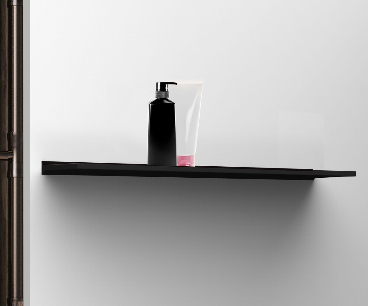bathwell Tablette de 12mm avec congé de propreté - Noir - L 450 mm - Noir - L450 x P125 x H12mm
