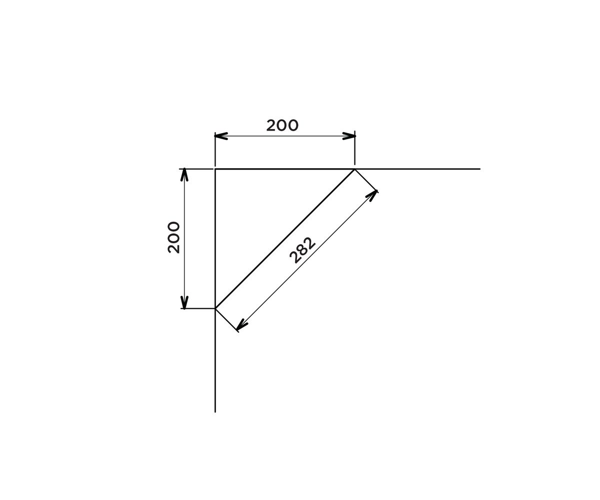 bathwell Tablette d'angle de 12mm pour paroi murale - 200x200 mm - Blanc - L200 x P200 x H12mm