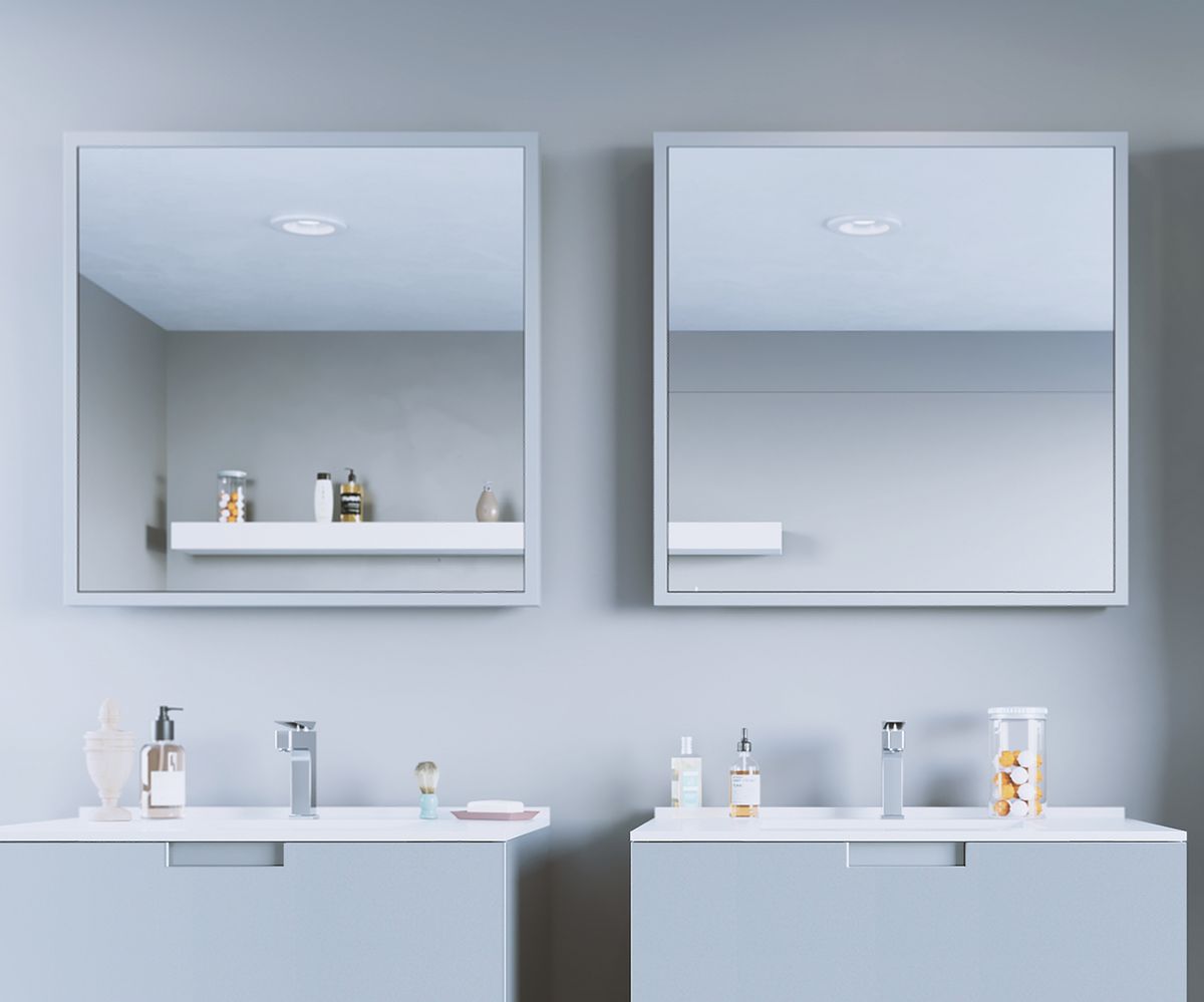 bathwell Miroir 700x700 béton - Béton - L700 x P41 x H700mm
