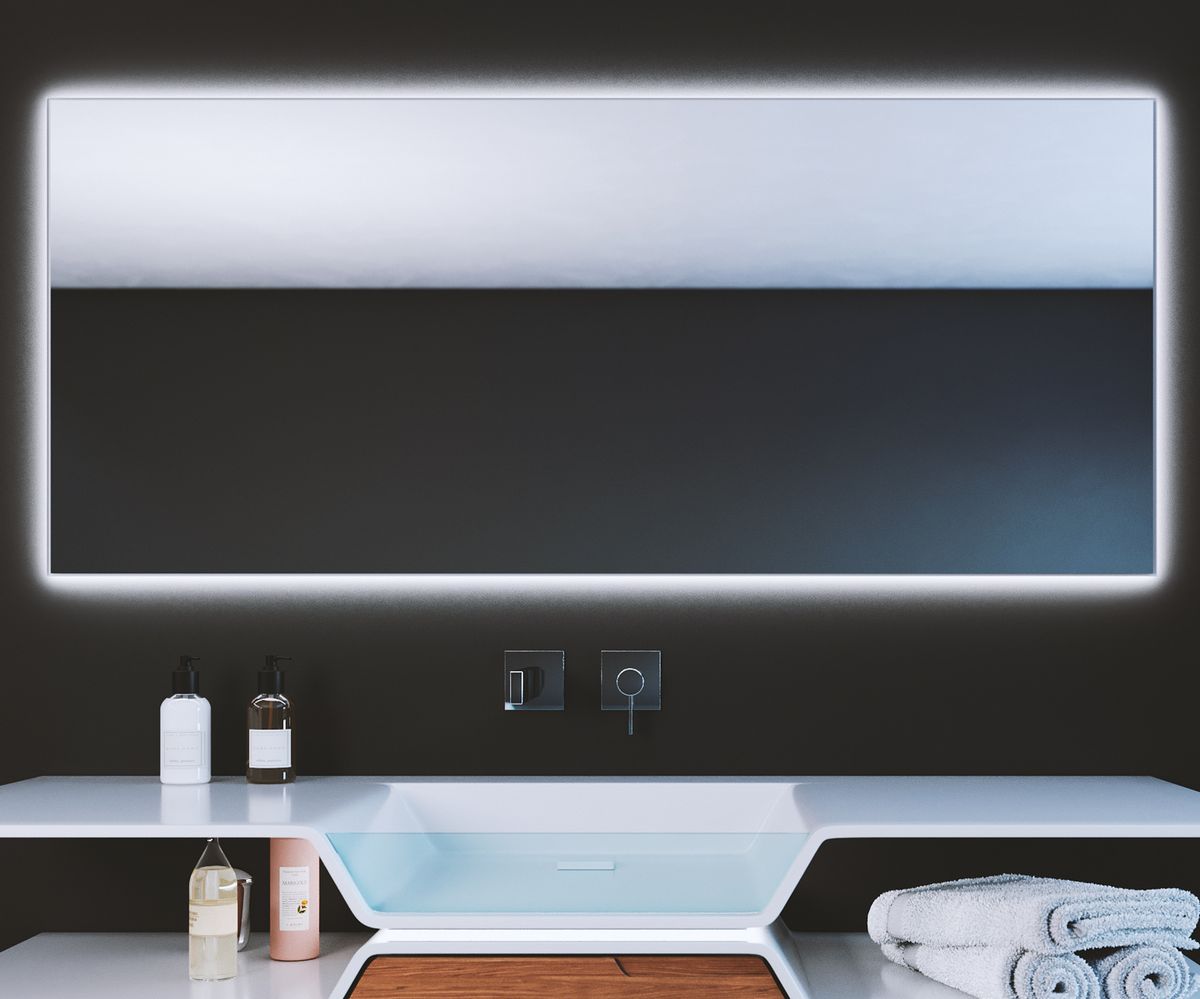 bathwell Miroir LED lumineux 1500x650 - Argent - L1500 x P30 x H650mm