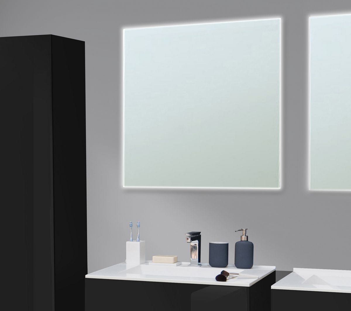 bathwell Miroir LED lumineux 700x700 - Blanc - L700 x P700 x H30mm