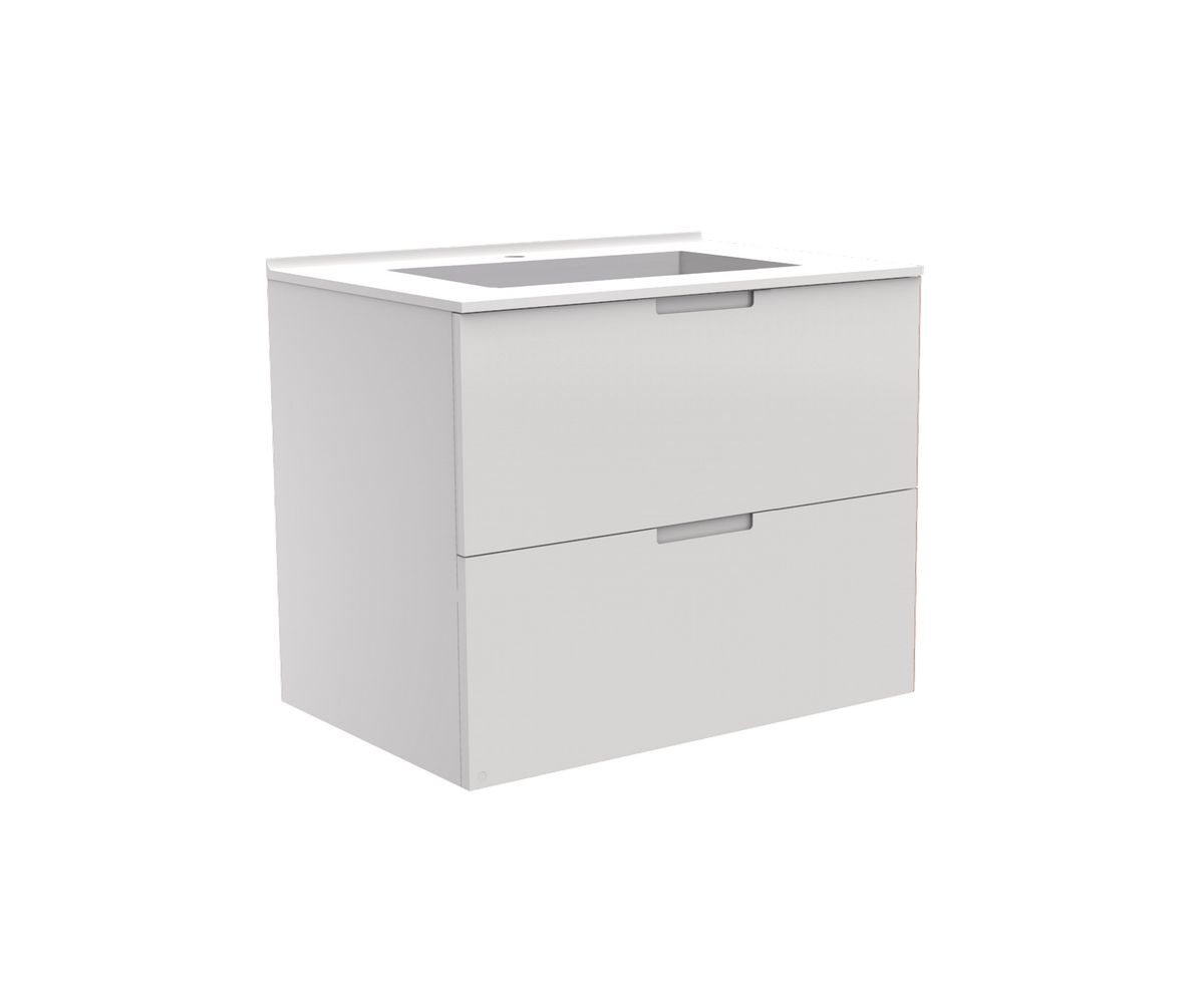 bathwell Meuble vasque Liberté façades unies blanches - Blanc - L700 x P480 x H576mm