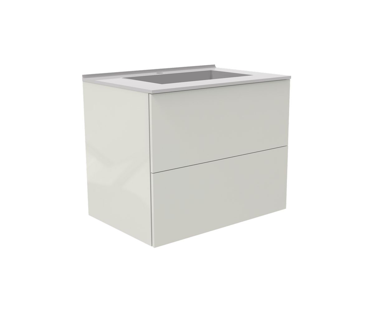 bathwell Meuble vasque Liberté Gloss blanc - Blanc - L700 x P480 x H576mm