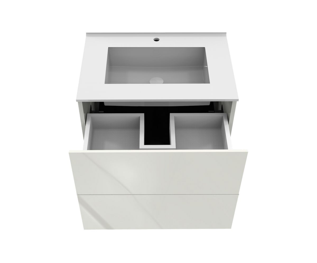 bathwell Meuble vasque Liberté Gloss blanc - Blanc - L700 x P480 x H576mm