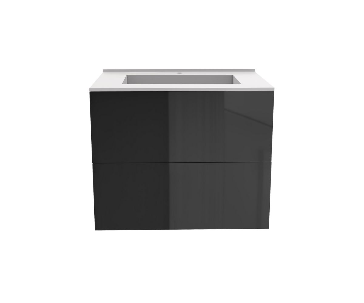 bathwell Meuble vasque Liberté Gloss noir - Noir - L700 x P480 x H576mm