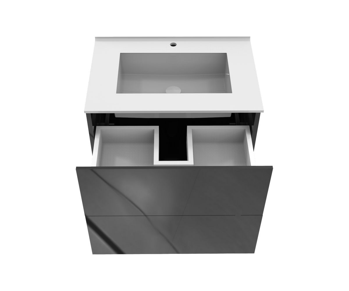 bathwell Meuble vasque Liberté Gloss noir - Noir - L700 x P480 x H576mm