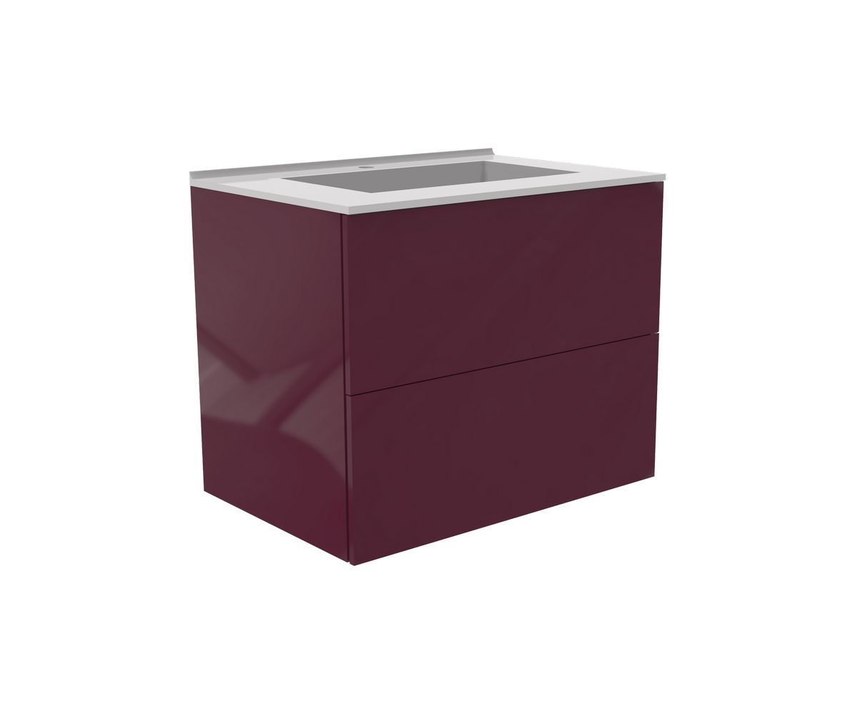 bathwell Meuble vasque Liberté Gloss rouge - Rouge - L700 x P480 x H576mm