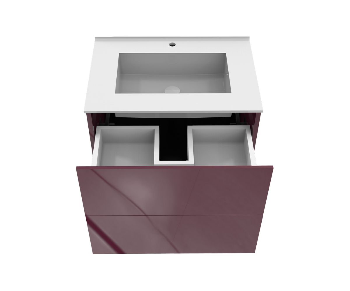 bathwell Meuble vasque Liberté Gloss rouge - Rouge - L700 x P480 x H576mm