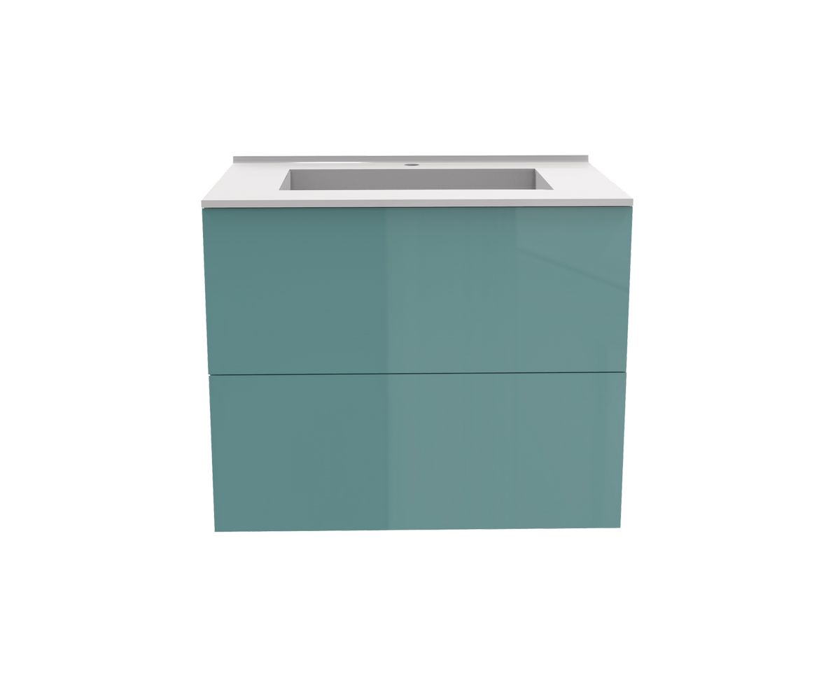 bathwell Meuble vasque Liberté Gloss turquoise - Turquoise - L700 x P480 x H576mm