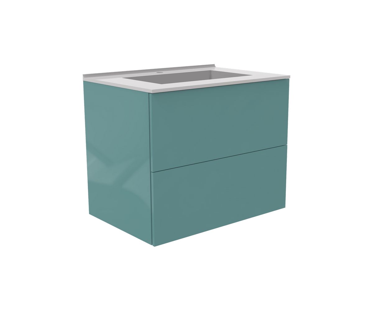 bathwell Meuble vasque Liberté Gloss turquoise - Turquoise - L700 x P480 x H576mm