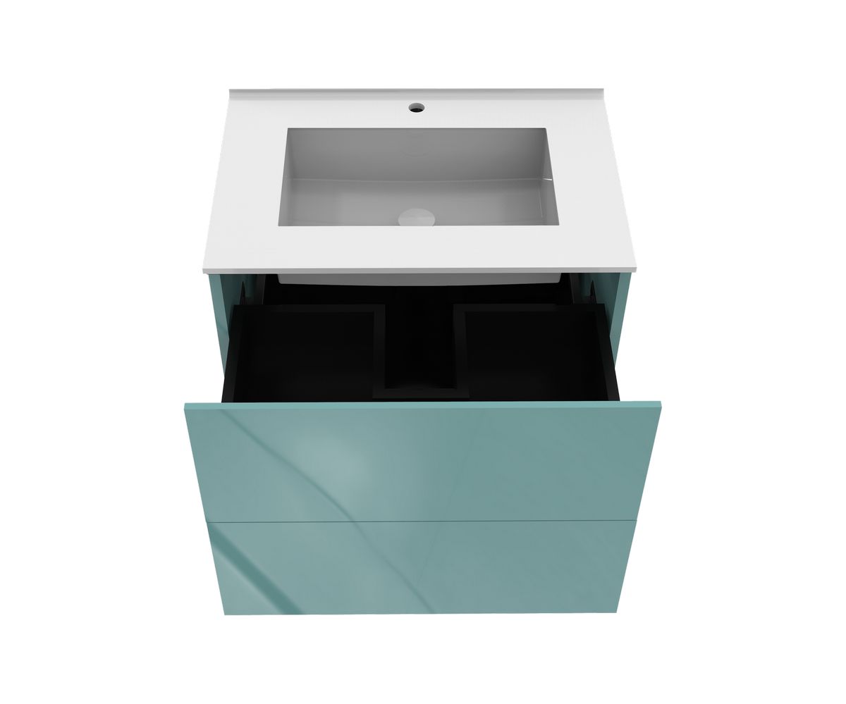 bathwell Meuble vasque Liberté Gloss turquoise - Turquoise - L700 x P480 x H576mm