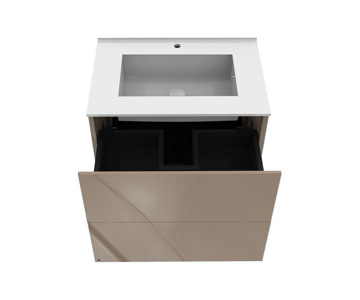 bathwell Meuble vasque Liberté Gloss taupe - Taupe - L700 x P480 x H576mm