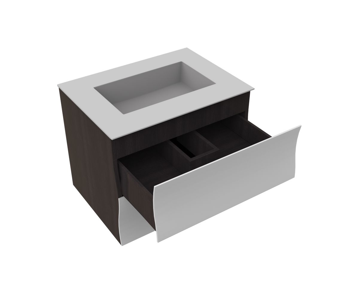 bathwell Meuble vasque Liberté Wave wengé - Wengé - L700 x P520 x H576mm