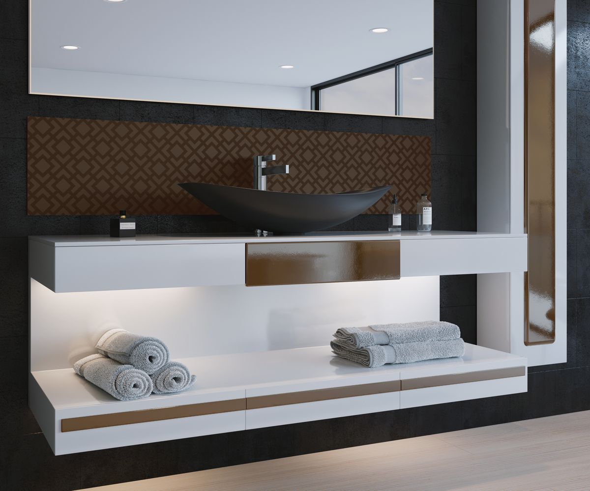bathwell Meuble vasque Alésia Pur brun - Blanc / Brun - L1500 x P500 x H600 mm
