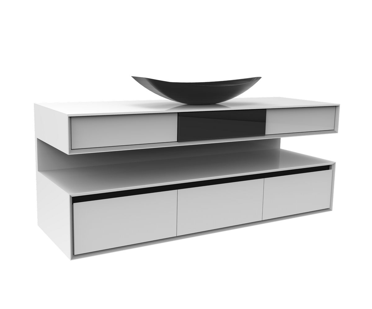 bathwell Meuble vasque Alésia Ergo blanc - Noir - L1500 x P500 x H600 mm