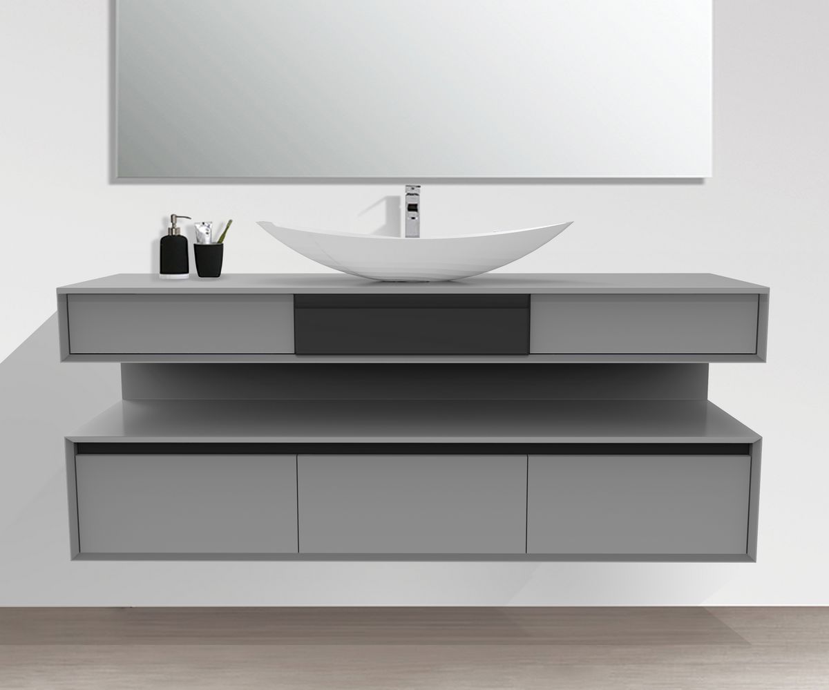 bathwell Meuble vasque Alésia Ergo gris - Gris - L1500 x P500 x H600 mm
