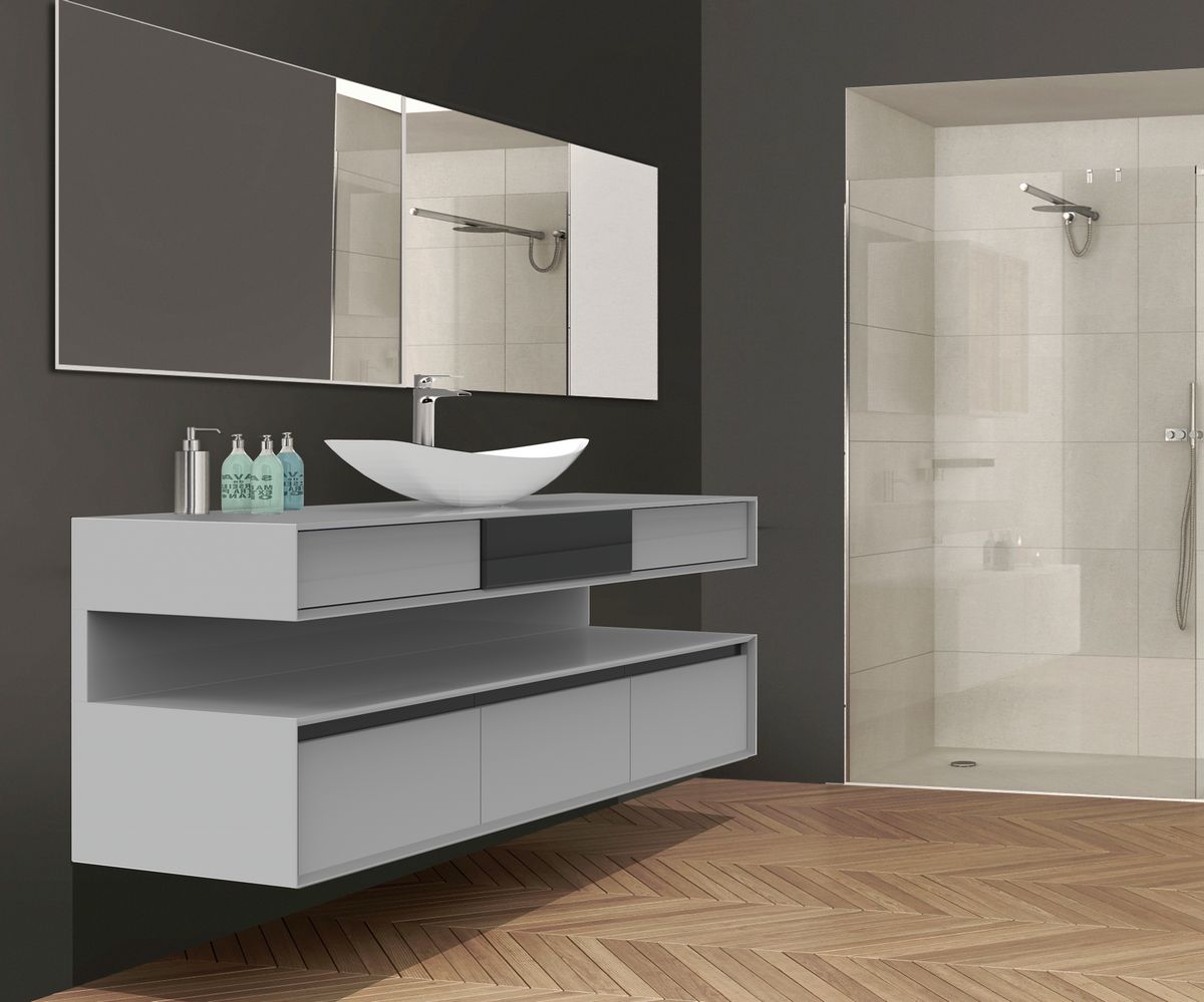 bathwell Meuble vasque Alésia Ergo gris - Gris - L1500 x P500 x H600 mm