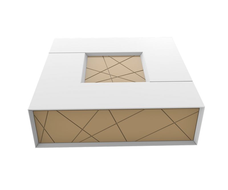 Table basse Stockholm - Blanc / Beige - L900 x P900 x H325 mm