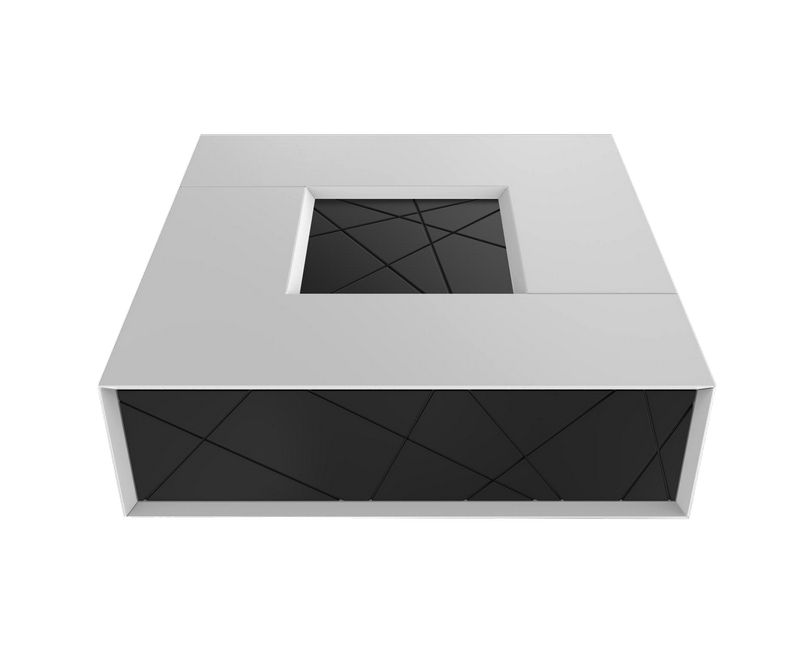 Table basse Stockholm - Gris clair / Noir - L900 x P900 x H325 mm