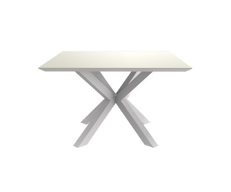 Table de repas carré Stockholm en céramique - Blanc / Gris - L1200 x P1200 x H750 mm