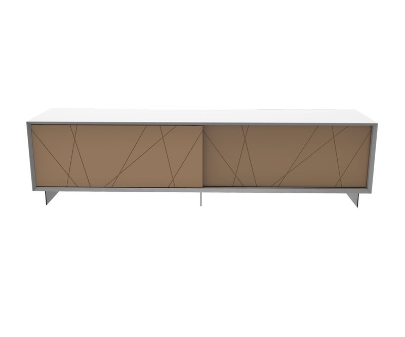 Meuble TV Stockholm Lines - Noir / Taupe - L2000 x P450 x H520 mm