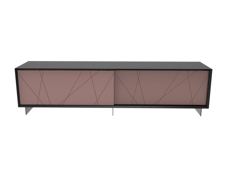 Meuble TV Stockholm Lines - Noir / Taupe - L2000 x P450 x H520 mm