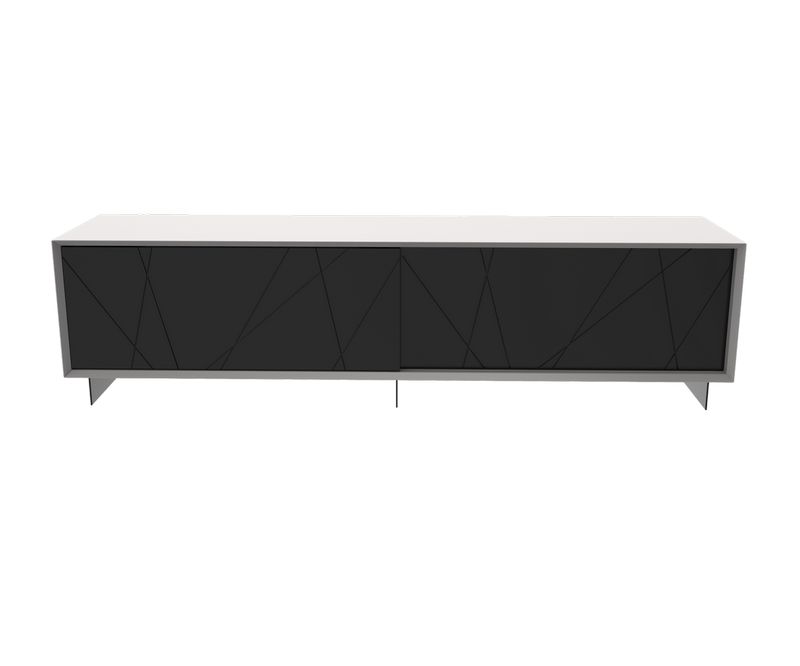 Meuble TV Stockholm Lines - Gris clair / Noir - L2000 x P450 x H520 mm