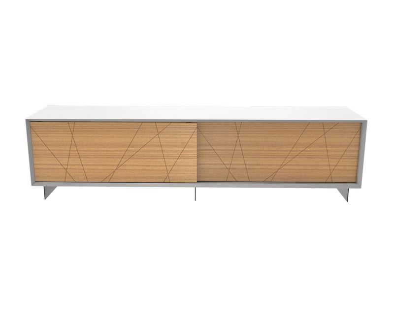 Meuble TV Stockholm Lines - Blanc / Beige - L2000 x P450 x H520 mm