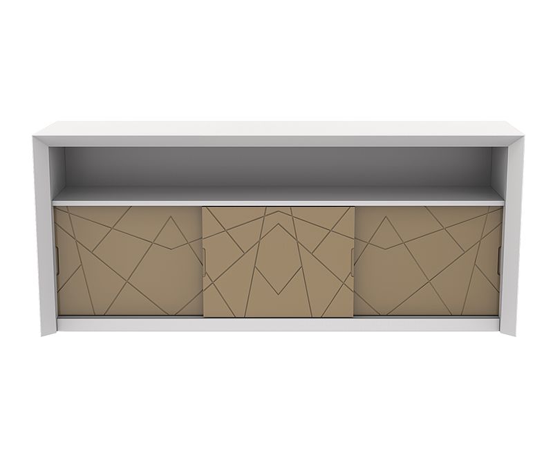 Console bar à 3 portes - Blanc / Beige - L1800 x P500 x H814 mm