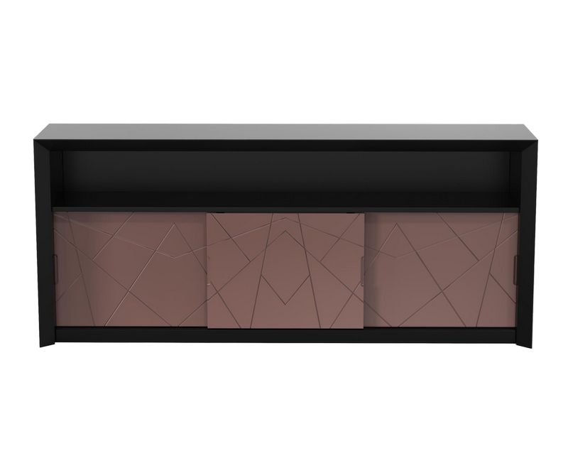 Console bar Stockholm à 3 portes - Noir / Taupe - L1800 x P500 x H814 mm