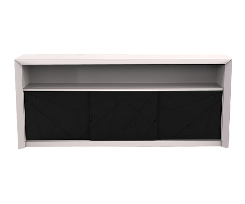 Console bar à 3 portes - Gris clair / Noir - L1800 x P500 x H814 mm